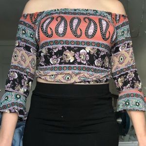 Off the shoulder hippie crop top
